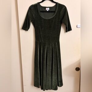 LulaRoe Green Velvet Midi Dress Size XS